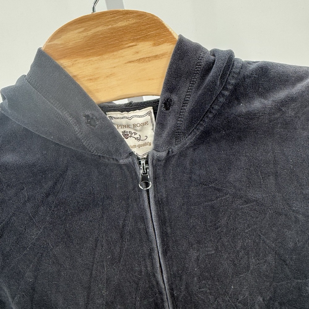 Pink Rose Premium Quality Full Zip Hooded Jacket M Sweatshirt No‎ Pull String